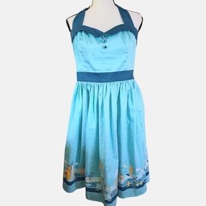 Disney Parks L retro Main St Dress Shop Halter Dress Disneyland